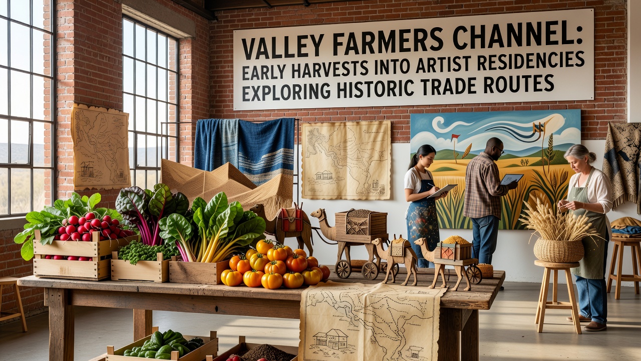 Artists documenting historic trade route landscapes while supported by valley produce distributions
